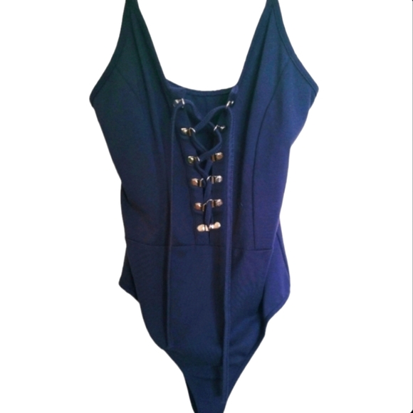 Dream Bandits Australia Blue Bodysuit Gold Eyelets Size 4 - Picture 1 of 8